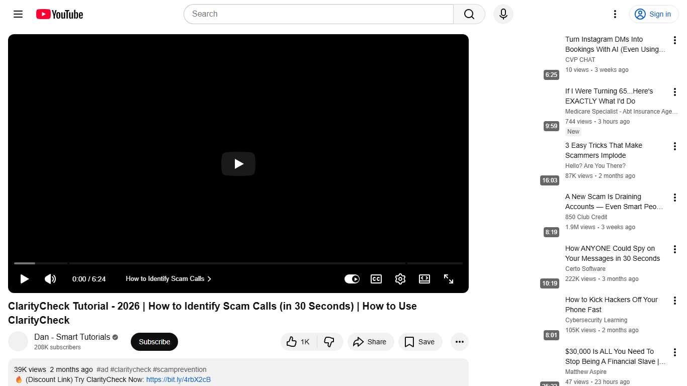 ClarityCheck Tutorial - 2026 How to Identify Scam Calls (in 30 Seconds) How to Use ClarityCheck - YouTube